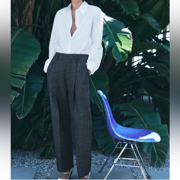 Zara brand new minimalist limited edition 100 percent wool Gray Women's Trousers
